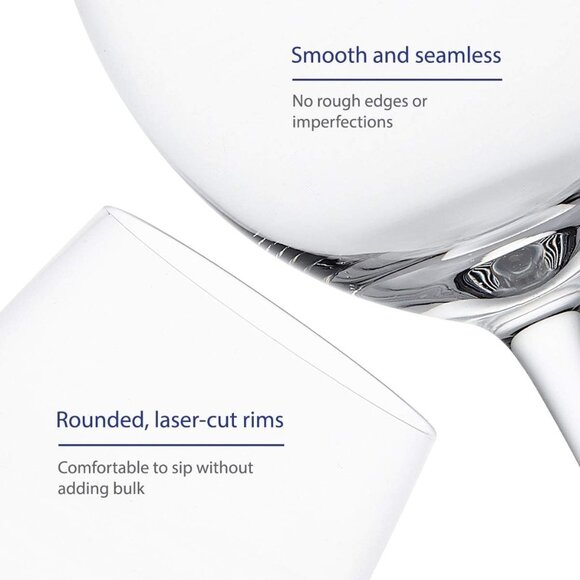 Classic Wine Glasses with Stems l (15oz) l Hand Blown Premium Crystal l Set of 4 - Picture 7 of 10